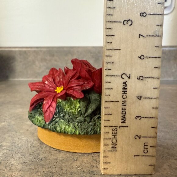Christmas Poinsettia Candle Topper Decorative Festive Holiday Yankee Candle 3 In - Picture 10 of 16